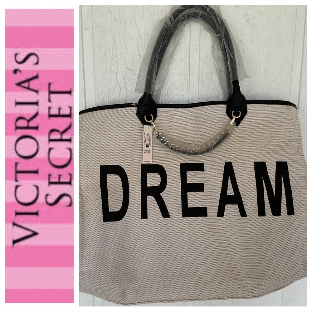 NWT Victorias Secret Cotton Canvas City Tote Bag